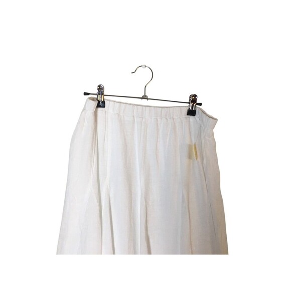 Russ Berens Skirt Women's Size Medium White 100% Linen Stretch Waist Lace Trim - Picture 3 of 7